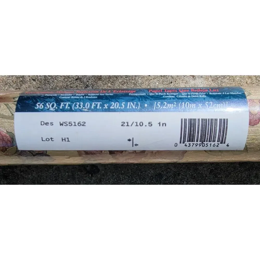 Borden Home Wall Paper Light Reflective Floral Gold Pink Strawberries WS5162